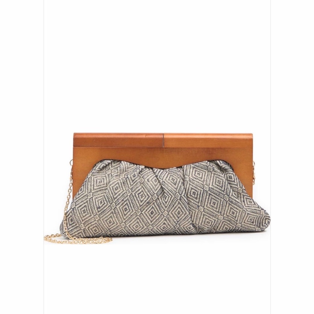 Elegant Wooden Frame Clutch Bag